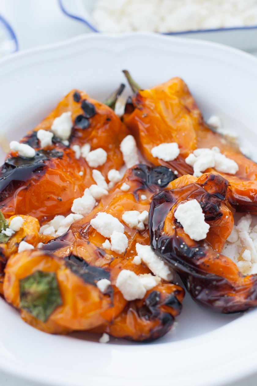 GRILLED SWEET PEPPERS WITH FETA AND HONEY