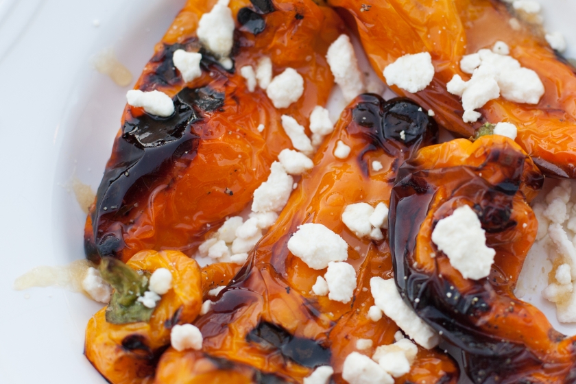 GRILLED SWEET PEPPERS WITH FETA AND HONEY